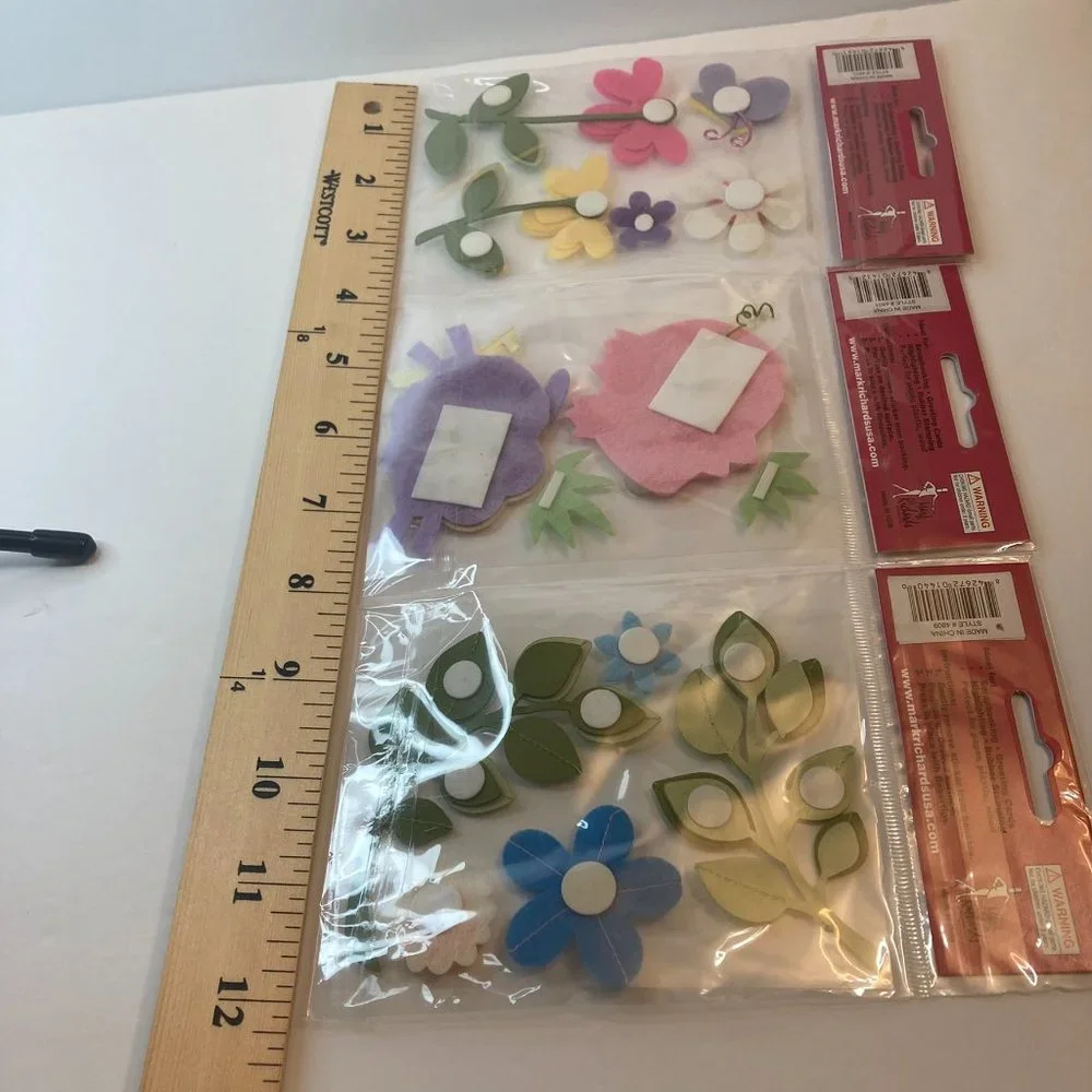 Scrapbook Embellishments Felt Stickers Flowers Pig Sheep Paper Crafts